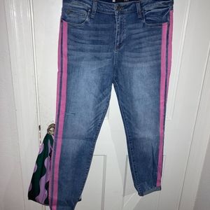 kut from the kloth bubblegum stripe raw hem jeans
